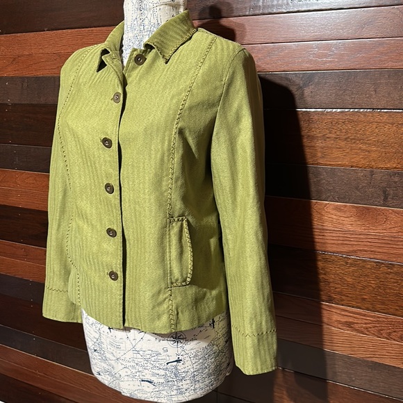 Coldwater Creek Collared Long Sleeve Olive Green Button Down Blazer - Picture 5 of 10